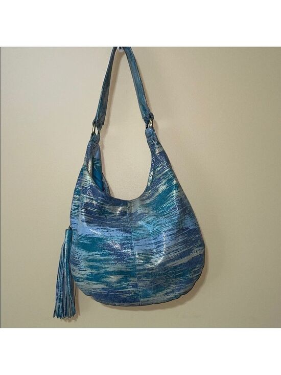 HOBO Handbags - HOBO Gardner Cracked Glass Bag. 100% leather. Turquoise, aqua, metallic tones